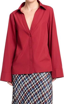 TWP Deep V Relaxed Shirt in Karanda Red at Nordstrom, Size X-Large