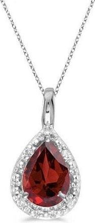 Allurez Pear Shaped Pendant Necklace in 0.85Ct, Garnet, White Gold at Nordstrom, Size 18