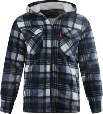 Generic High Mount Outdoor Clothing Lumberjack Hooded Jacket Blue and White Check Fleece Lined Hoodie Medium