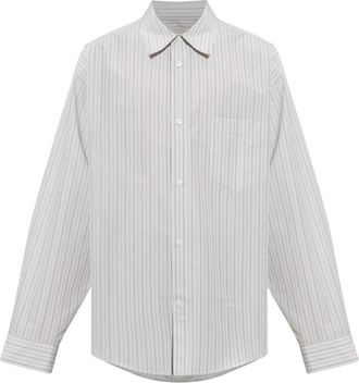 Marni Techno Poplin Overhemd met Dunne Streep - Heren - Casual Overhemden - Wit - L - Katoen - Overhemden