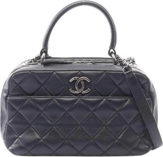 Chanel Pre-owned Matelasse Leren 2-weg Schoudertas - Dames - Vintage Handtas - Blauw - ONE Size - Leer - Vintage