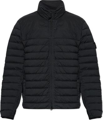 Stone Island Donsjack met logo - Heren - Gewatteerde jassen - Blauw - S - Leer - Jassen