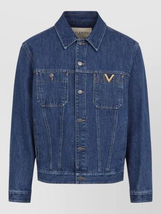 Valentino denim jacket collared long sleeves chest pockets