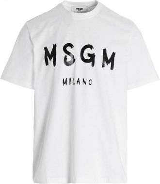 Msgm White Logo T-shirt