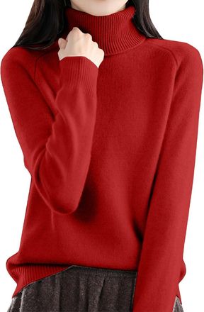 Generic Turtleneck Jumpers for Women Uk Solid Colour Long Sleeve Fall Sweater Autumn Winter Roll Neck Comfort Elegant Warm Jumper Basic Plain Thick Pullover T