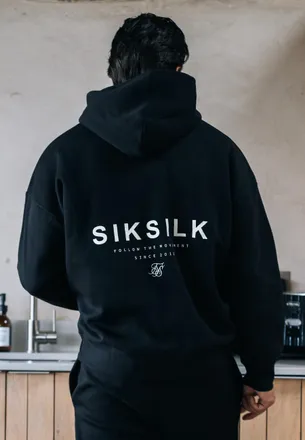 Siksilk Sudadera para Hombres Negra Gr&aacute;fica XXL