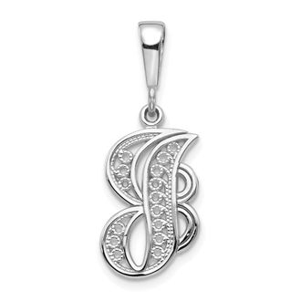 Diamond2Deal 10K White Gold Filigree Initial J Pendant