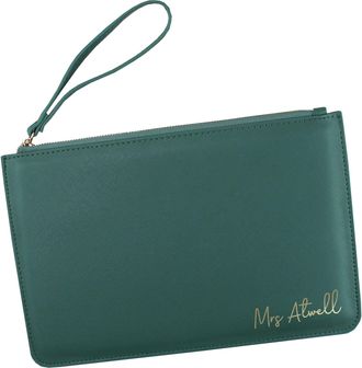 eBuy GB Personalised Mrs Clutch Bag for Bride to Be, New Married Name, Bridal Clutch Bag, Bride Handbag, Wedding Day Bag, Honeymoon, Hen Party Gift (Eucalyptu