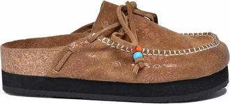 Arizona Love Suede Leather Mules with Decorative Bow