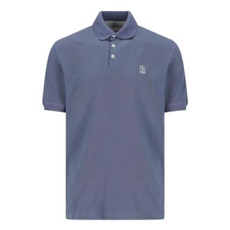 Brunello Cucinelli Brunello Cucinelli, Polo Shirts, male, Blue, Size: XL Cotton Polo Shirt