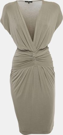 Elisabetta Franchi Grey Jersey Draped Short Dress
