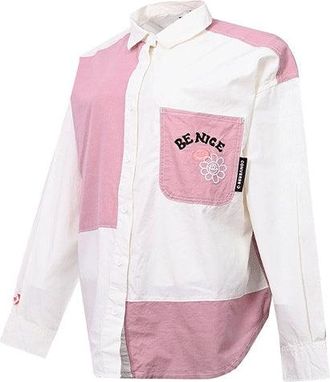Converse (WMNS) Converse Flowers Small Logo Colorblock Long Sleeves White Pink Shirt 10022971-A01