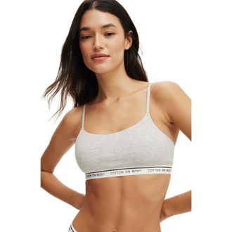 Cotton On Womens Branded Cotton Scoop Bralette in Grey Marle at Nordstrom, Size Medium