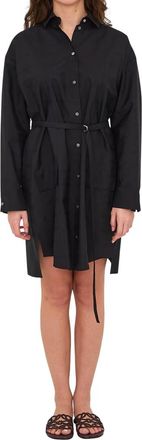 Loewe Black Shirt Collar Mini Dress