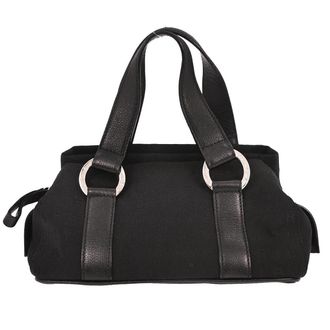 Bulgari Logomania Canvas Black Canvas Handbag (Pre-Owned)