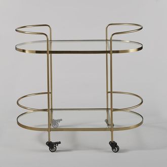 Maisons du monde Carrito de servicio de cristal y acero chapado en oro