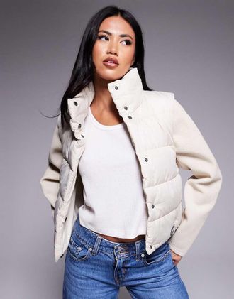 Barbour San Telmo - Giacca trapuntata écru con maniche lavorate a maglia-Neutro