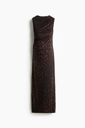 H&M MAMA Drapiertes Maxikleid - Schwarz/Leopardenprint