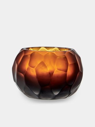 Micheluzzi Glass Bocia Ambra Bamboo Hand-Blown Murano Glass Vase (6in/15cm)