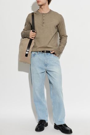 Rag & Bone T-shirt With Buttons, Mens, Brown
