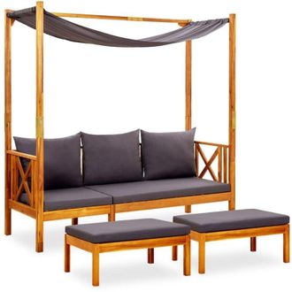 vidaXL Panca Giardino con Baldacchino e Poggiapiedi Massello di Acacia vidaXL 267660