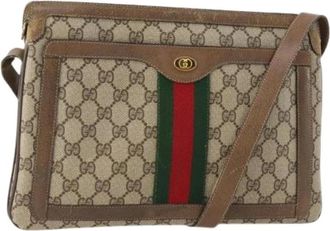 Gucci Pre-owned Cross Body Bags, female, Beige, Size: ONE SIZE Pre-owned Vintage GG Canvas Shoulder Bag