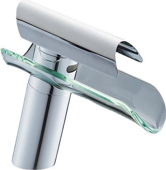 OEM Lavabo De Cobre, Grifo Tipo Cascada, Vidrio Templado, Lat&oacute;n Macizo, Ba&ntilde;o