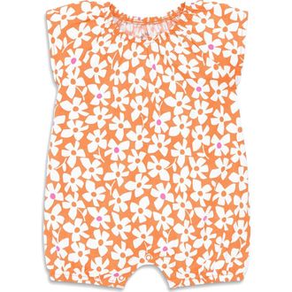 primary Baby Flutter Sleeve Shortie In Prints in Cantaloupe Spring Blooms at Nordstrom, Size 18-24M