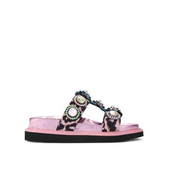 Kurt Geiger Womens Suede Orson Crystal Sandal Sandals - Pink - Size UK 3
