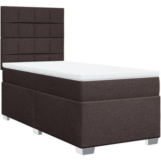 vidaXL Vidaxl - Cama Box Spring Con Colch&oacute;n Tela Marr&oacute;n Oscuro 90x200 Cm