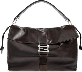 Fendi Flux Maxi Messenger Schoudertas - Heren - Handtassen - Bruin - ONE Size - Leer - Tassen