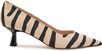 Stuart Weitzman Stuart Weitzman Stuart Sculpt 50 Striped Grosgrain Pumps - Cream