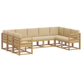 vidaXL Conjunto De Sof&aacute;s De Exterior Con Coj&iacute;n 9 Pcs Y Beige Vidaxl