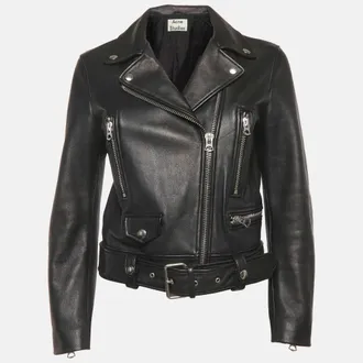 Acne Studios Black Leather Mock Biker Jacket