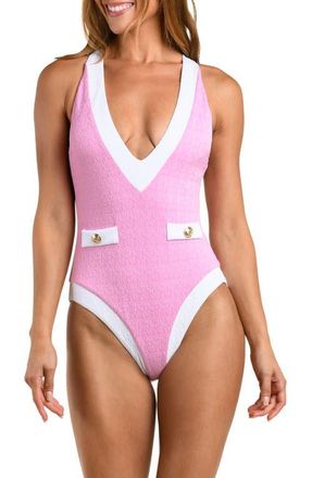L'agence Lisa Colorblock Plunge One-Piece Swimsuit in Blush at Nordstrom, Size X-Large