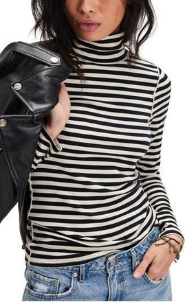 Free People Good Good Stripe Turtleneck Top in Black Combo at Nordstrom Rack, Size X-Small