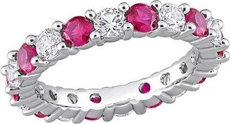 Rina Limor Silver 3.70 Ct. Tw. Lab-Grown Created Ruby, Created White Sapphire Eternity Ring