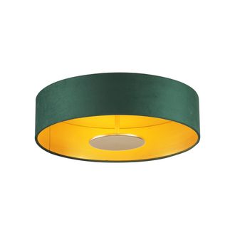 QAZQA Qazqa - Moderno L&aacute;mpara De Techo Moderna De Terciopelo Verde Con Led Regulable En 3 Pasos - Bredow Terciopelo /acero Redonda Incluye Led Max. 1 X 10.5