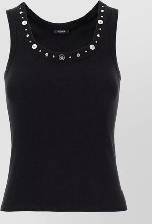 Versace stretch cotton ribbed tank top studs
