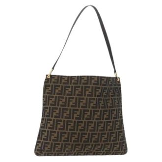 Fendi Pre-owned Shoulder Bags, female, Brown, Size: ONE SIZE Pre-owned Zucca Canvas Shoulder Bag