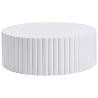 Beliani Mesa De Centro Decorativa Tablero Redondo De Fibra De Vidrio Y Mgo Resistente A Los Rayos Uv A Las Manchas Al &Oacute;xido Al Agua Y Al Viento Moderna Blanco