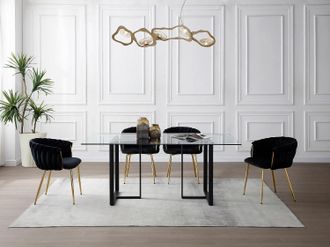 Pascal Morabito Tavolo da pranzo 6 coperti in Vetro temperato e Acciaio inossidabile Trasparente e Nero - NILESA