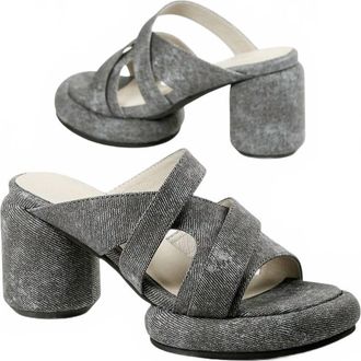 All Black Womens Mod Overlay Mules In Denim