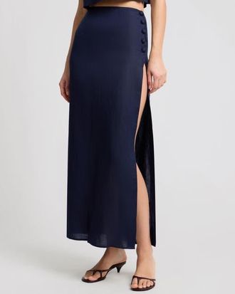 Onia High Slit Maxi Skirt in Noir Navy at Nordstrom, Size 2
