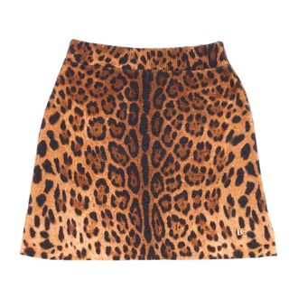 Dolce & Gabbana Short Skirts, female, Brown, Size: 13 Y Leopard Print Wool Skirt