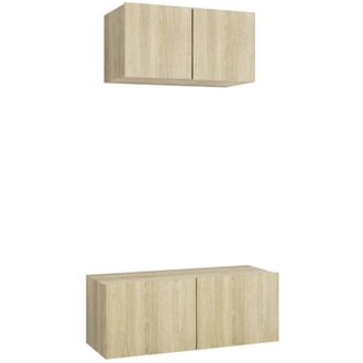 vidaXL Vidaxl - Juego De Muebles De Sal&oacute;n 2 Piezas Roble Sonoma