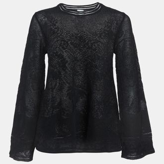 M Missoni Black Floral Stretch Lace Top
