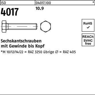 OEM Tornillo Hexagonal Iso 4017 Vg M 24 X 140 10.9 10 Piezas