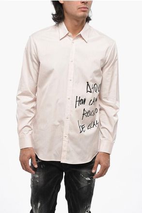 Dsquared2 Cotton HOW CAN YOU ROCK Shirt with Print size 56