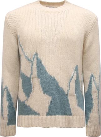 Dondup Wollen Trui - Heren - Ronde hals truien - Wit - S - Wol - Truien & Vesten